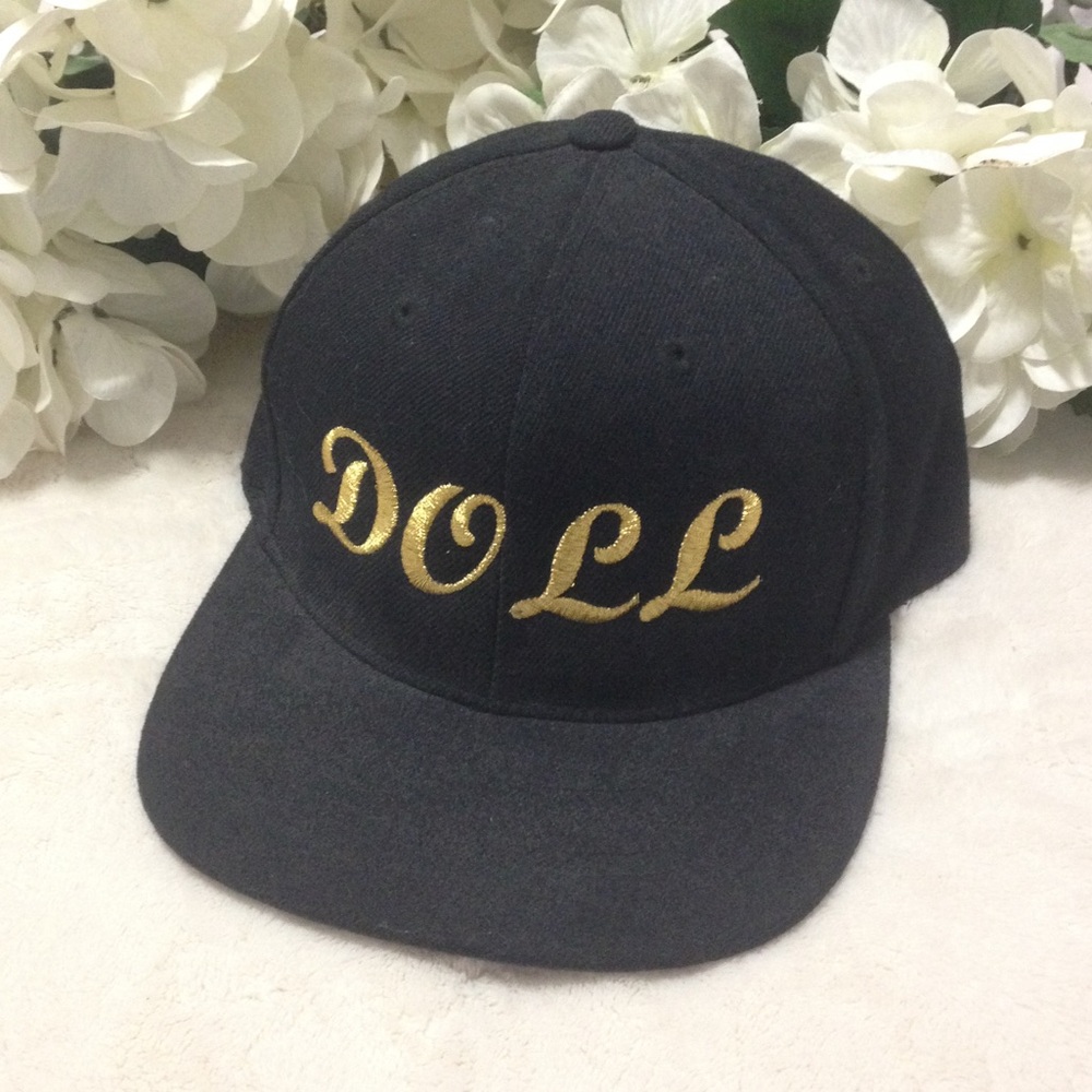 Lids Custom Black SnapBack “DOLL” Gold Embroidered Cap